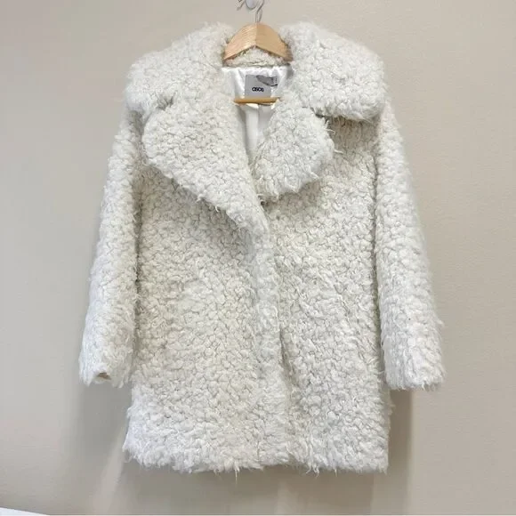 ASOS Faux Fur Coat with Snap Closure, Size 4 - Picture 2 of 8